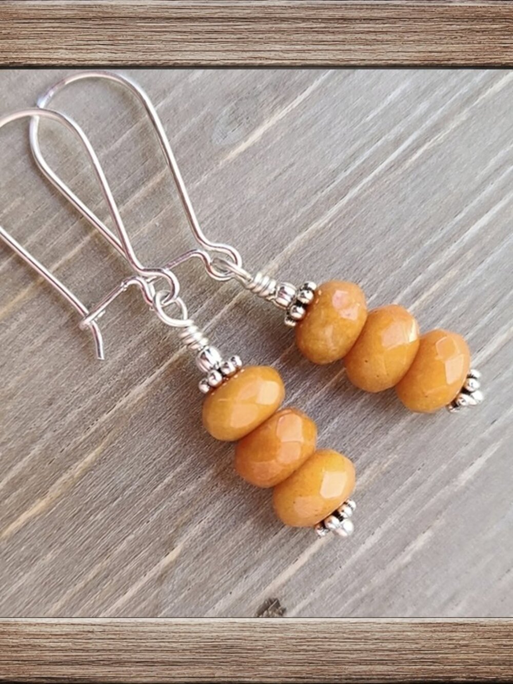 Honey Calcite Gemstone Earrings 925 Sterling Silver